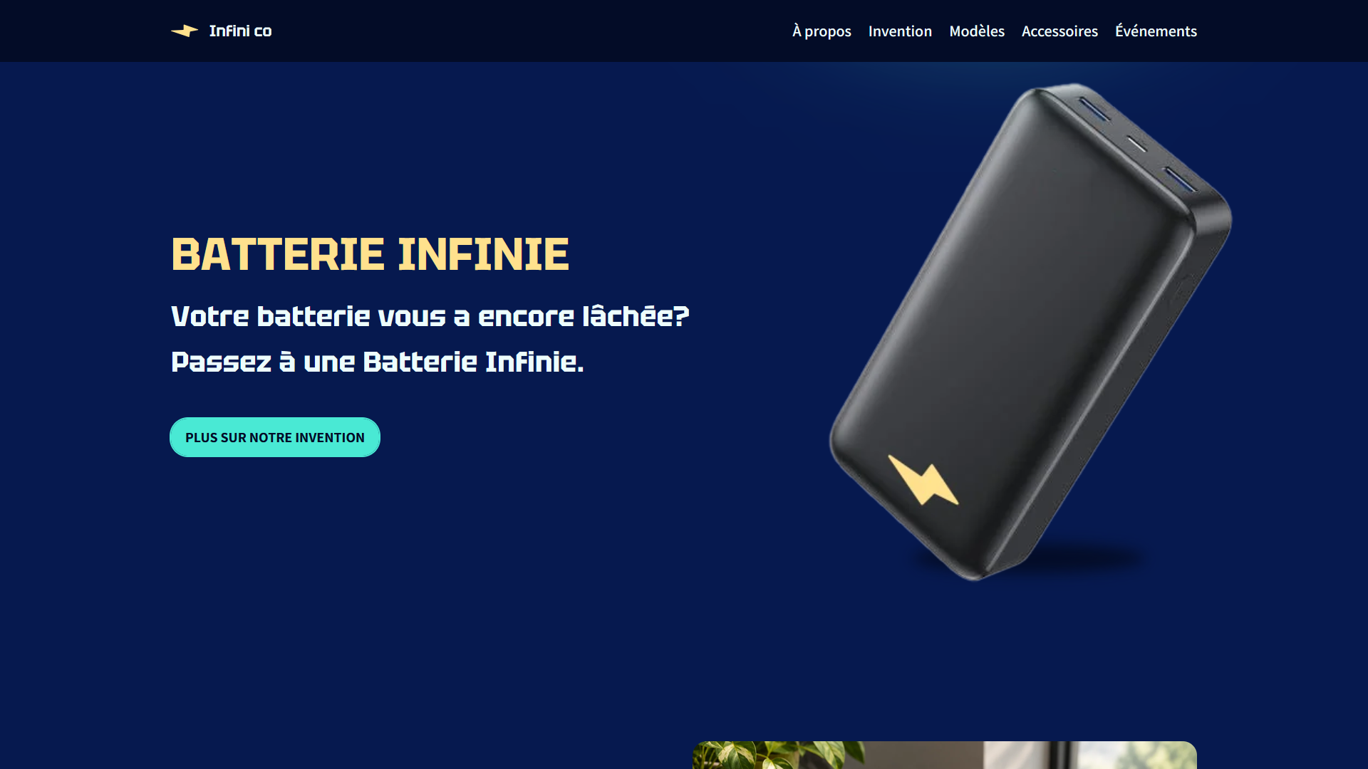 Site web présentant une batterie qui ne manque pas d'électricité.